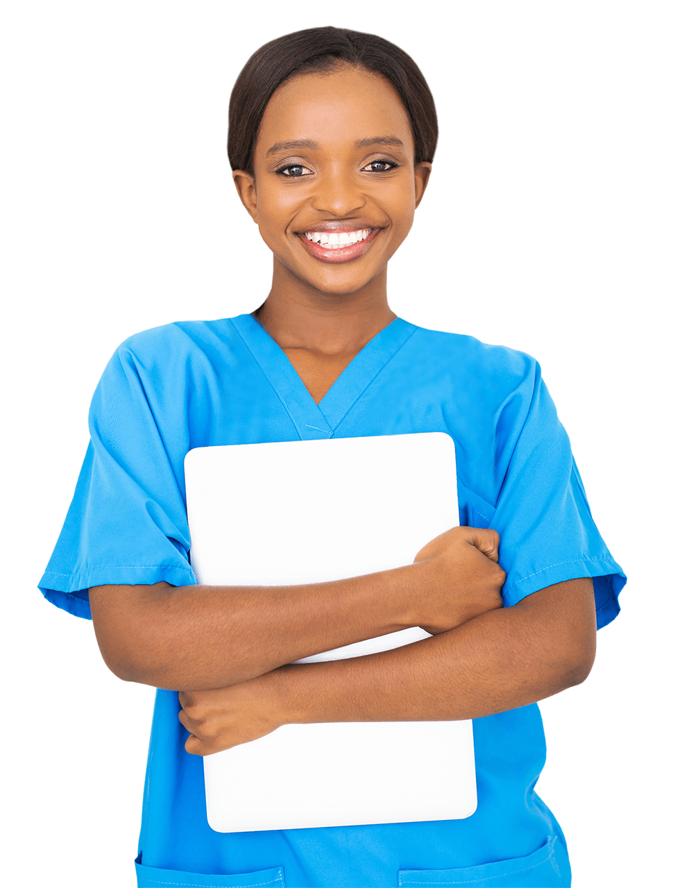 Medical Assistant holding a laptop